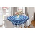 East Urban Home Ambesonne Blue Mandala Round Tablecloth, Yoga Mystic Body Science Theme, Circle Table Cloth Cover For Dining Room Kitchen Decoration | Wayfair