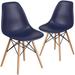 Flash Furniture Rifton Chair w/ Wooden Legs Plastic/Acrylic in Blue | 31.5 H x 18.25 W x 22.5 D in | Wayfair 2-FH-130-DPP-NY-GG