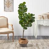 Primrue 54" Artificial Fiddle Leaf Fig Tree in Planter Plastic in Indigo | 54 H x 8 W x 8 D in | Wayfair D5C69D547B41491DB5D97EC6BDADE2F8