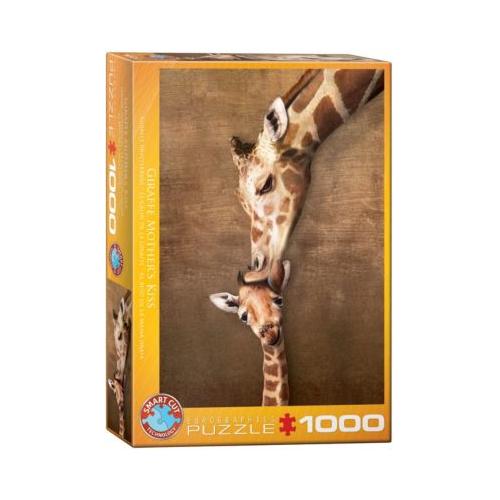 Puzzle 1000 Teile-Giraffenmutterkuss