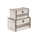 Set of 2 Brown and Beige Handcrafted Storage Boxes 11.75"