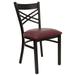 X'' Back Metal Restaurant Chair - 16.5"W x 17"D x 32.25"H - 16.5"W x 17"D x 32.25"H