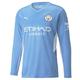 PUMA Mens Man City Long Sleeve Home 2021 2022 Domestic Shirt Blue M