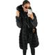 Womens Thick Warm Faux Fur Hooded Parka Long Overcoat Peacoat Winter Faux Shearling Shaggy Coats Jackets Black