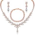 CERSLIMO ADVIOK Bridal Jewellery Sets, Rose Gold Plated Zirconia Bracelet Necklace Earring Set Bridal Jewellery for Wedding with Gift Box for Women Bride