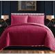 Shop Direct 24 Quilted Bedspreads Bed Throw Double Bedding Set - Silk Border Embossed patterned bedspread Throw Blanket Comforter Double Bed in 3PCS with 2 soft pillow Shams (Osca Burgundy)