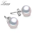 Grandes boucles d'oreilles en perles d'eau douce naturelles blanches en argent Sterling 925 pour