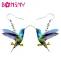 Bonsny-Boucles d'oreilles colibri en acrylique bleu pour femmes et filles pendantes goutte bijoux
