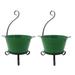 Red Barrel Studio® 2-Piece Enameled Galvanized Planter Set w/ Iron Stand Metal in Green | 24 H x 13.5 W x 13.5 D in | Wayfair