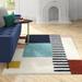 Blue/Navy 63 x 1.18 in Area Rug - Mercury Row® Polster Geometric Shag Area Rug Polypropylene | 63 W x 1.18 D in | Wayfair