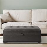 Red Barrel Studio® Mirabile Faux Leather Flip Top Storage Bench Faux Leather/Upholstered/Leather in Gray | 17 H x 46 W x 28 D in | Wayfair