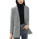 E-girl Women's Black&White Long Sleeve Blazer Single Breasted Plaid Fitted Winter Office Cardigan Jacket,XXL,SY6115