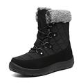 JSWEI Women's Mid Calf Winter Snow Boots nonslip boots womens safety boots Warm Faux Fur Comfortable Winter Boots Lace Up Snow Black UK 8.5