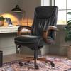 La-Z-Boy Big and Tall Edmonton Executive Office Chair with Comfort Core Cushions, Solid Wood Arms & Base