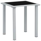 vidaXL Patio Table Black and Silver 16.1"x16.1"x17.7" Steel and Glass