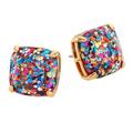 Kate Spade Jewelry | Kate Spade Glitter Squared Away Earrings | Color: Gold/Purple | Size: Os