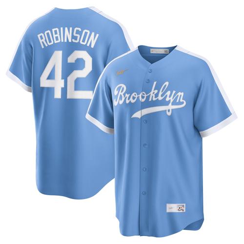 Hellblaues Nike Jackie Robinson-Spielertrikot der Brooklyn Dodgers aus der Cooperstown-Kollektion für Herren