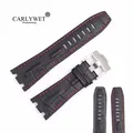 CARCirCWET-Bracelet de montre en cuir véritable fait à la main bracelet optique noir ceinture pour