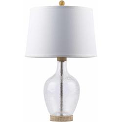 Nurillo 26"H x 15"W x 15"D Modern End Table Lamp White/Nickel/Clear/Colorful/Translucent/Metallic Gold Table Lamp - Hauteloom