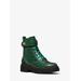 Michael Kors Stark Crocodile Embossed Leather Combat Boot Green 6.5