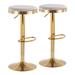 Dakota Contemporary Upholstered Adjustable Barstool in Gold Steel and Silver Velvet by LumiSource - Set of 2 - Lumisource BS-DAKOTA AUVSV2