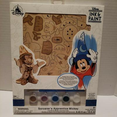 Disney Other | Disney Sorcerer Mickey 3d Wood Model And Paint Set New Ink & Paint Series | Color: Brown | Size: Os