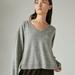 Lucky Brand Cloud Jersey Long Sleeve V Neck Top - Women's Clothing V Neck Tops Tee Shirts in Heather Grey, Size M