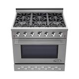 NXR Professional Ranges 2 Piece Kitchen Package w/ 36" Freestanding Dual Fuel Range & 24" Under Cabinet Range Hood, Stainless Steel in Gray | Wayfair