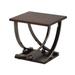 23 Inch Wood Top End Table with Curved Metal Legs,Dark Brown - 23.25 H x 23.5 W x 23.5 L Inches