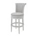 New Ridge Chapman Bar Height Swivel Barstool, Alabaster White with Grey Upholstered Seat and Back