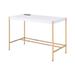 ACME Midriaks Writing Desk with USB Port in White and Gold