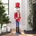 Three Posts™ Nutcracker Drummer Soldier in Red Wood in White | 36 H x 7.5 W x 8.6 D in | Wayfair HLDY7590 37979360