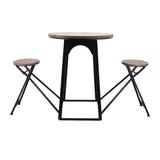 17 Stories Domenique Brown Metal & Wood 41"H Table w/ Two Attached Folding Chairs for Stylish & Practical Accent Furniture | Wayfair