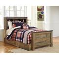 Signature Design by Ashley Trinell Twin 1 Drawer Panel Bed w/ Bookcase Wood in Brown | 49.25 H x 45.25 W x 78 D in | Wayfair B446B22