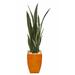 Primrue 55” Sansevieria Artificial Plant In Orange Planter | 55 H x 11 W x 11 D in | Wayfair C38C20145C8C4F7884C26226D1027BF1