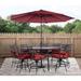 Canora Grey Elmfield 9-Piece High-Dining Set In Navy Blue w/ 8 Counter-Height Swivel Rockers, 60-In. Square Table & 11-Ft. Umbrella | Outdoor Dining | Wayfair