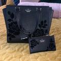 Kate Spade Bags | Kate Spade Cameron Street Hayden Velvet Roses Small Leather Crossbody & Wallet | Color: Black | Size: Os