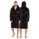 Personalised Mens Hooded Dressing Gown Bath Robe Nightwear Sleepwear Black Front Left Side Thread Light Grey L