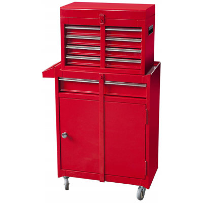 AMITY SUN Rolling Garage Workshop Tool Organizer: Detachable 4 Drawer Tool Chest w/ Large Storage Cabinet & Adjustable Shelf Steel in Gray | Wayfair