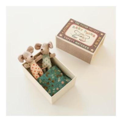 Maileg - Baby Mice Twin Toys In Matchbox