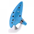 Ocarina Alto 12 trous en céramique pour enfants flûte en C bleu ciel anneau musical avec sangle