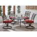 Traditions 5-Piece Patio Set in Red with Four Swivel Rockers and a 32" x 38 in. Cast-top Coffee Table