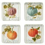 Certified International Autumn Harvest Square Canape/Luncheon Plates, Set of 4 - 6" x 6" x 0.75"