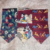 Disney Accessories | 3pc Disney Neck Tie Lot. Polyester Mickey Mouse Pooh Bear | Color: Blue/Red | Size: Os