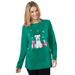 Plus Size Women's Holiday Graphic Tee by Woman Within in Emerald Christmas Dog (Size 2X) Shirt