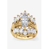 Women's Goldtone Marquise Cut Cubic Zirconia Bridal Ring Set (6 cttw TDW) by PalmBeach Jewelry in Gold (Size 7)