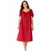 Plus Size Women's Short Silky Lace-Trim Gown by Only Necessities in Classic Red (Size 5X) Pajamas