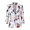 Womens 3/4 Sleeve Lightweight Office Work Suit Jacket Boyfriend Blazer (1905 White, L)