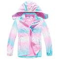 Maeau Kids Waterproof Jackets Boys Girls Hooded Raincoats Fleece Lined Rain Jacket Outdoor Lightweight Rainwear School Traveling Cycling Outerwear for Unisex 8-10 Years Pink