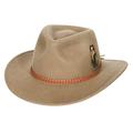 Jack&Arrow Cowboy Hat Men Wool Felt Brown Western Outback Gambler Wide Brim Adjustable Sizes Crushable Light Camel Braid Faux Leather Band